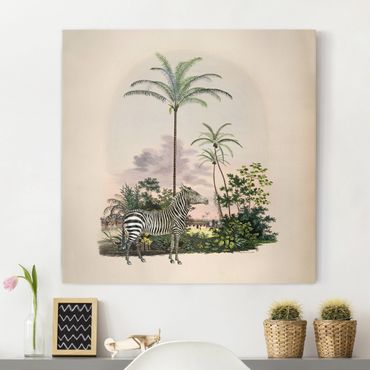 Canvas schilderijen Zebra Front Of Palm Trees Illustration