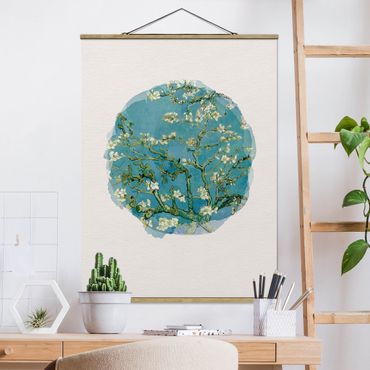 Stoffen schilderij met posterlijst WaterColours - Vincent Van Gogh - Almond Blossom