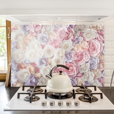 Spatscherm keuken Pastel Paper Art Roses