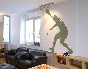 Muurstickers Wall Decal no.RS116 Customised text Tennis Player