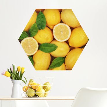 Hexagons Aluminium Dibond schilderijen Juicy lemons