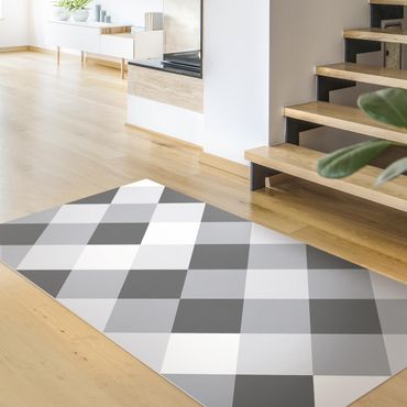 Vinyl tapijt Geometrical Pattern Rotated Chessboard Grey