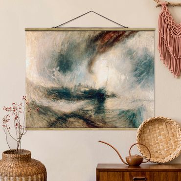 Stoffen schilderij met posterlijst William Turner - Snow Storm - Steam-Boat Off A Harbour’S Mouth