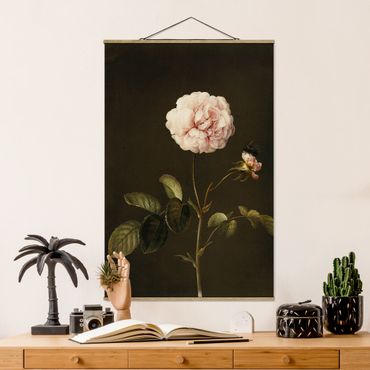 Stoffen schilderij met posterlijst Barbara Regina Dietzsch - French Rose With Bumblbee
