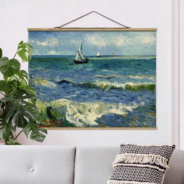 Stoffen schilderij met posterlijst Vincent Van Gogh - Seascape Near Les Saintes-Maries-De-La-Mer