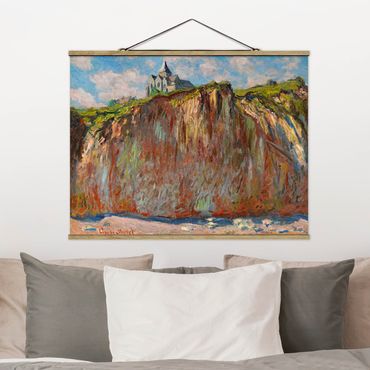 Stoffen schilderij met posterlijst Claude Monet - The Church Of Varengeville In The Morning Light