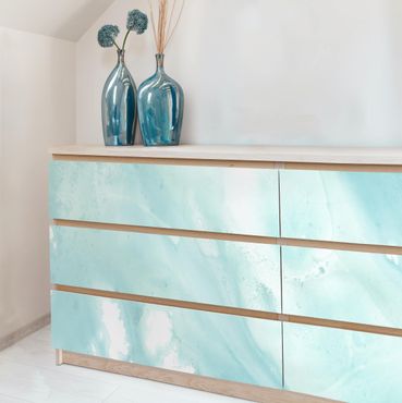 Meubelfolien Emulsion In White And Turquoise I
