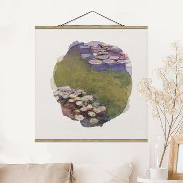 Stoffen schilderij met posterlijst WaterColours - Claude Monet - Water Lilies