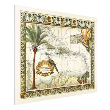 Forex schilderijen Vintage Tropical Map West Indies