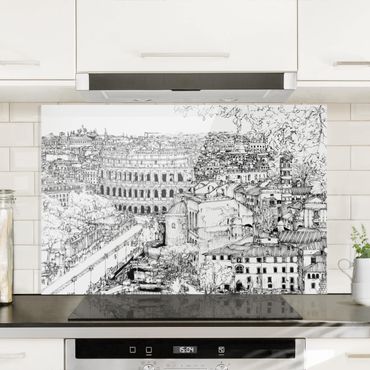Spatscherm keuken City Study - Rome