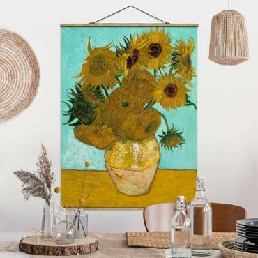 Stoffen schilderij met posterlijst Vincent van Gogh - Sunflowers