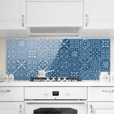 Spatscherm keuken Pattern Tiles Navy White