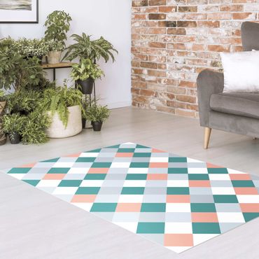 Vinyl tapijt Geometrical Pattern Rotated Chessboard Apricot