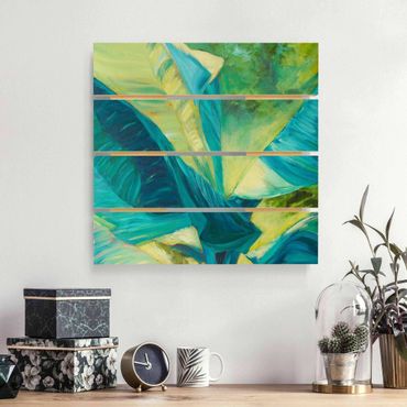 Houten schilderijen op plank Banana Leaf With Turquoise II