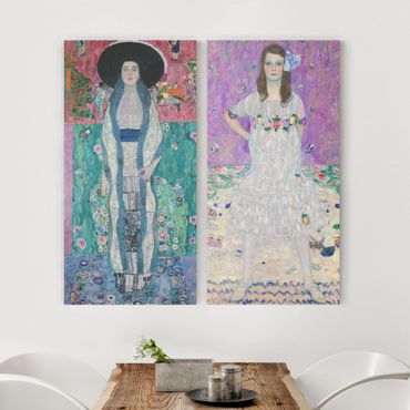 Canvas schilderijen - 2-delig  Gustav Klimt - Adele Bloch-Bauer and Mada Primavesi