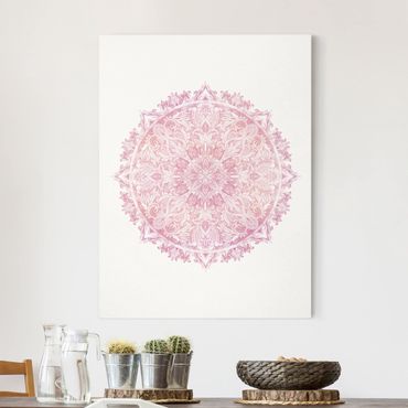 Canvas schilderijen Mandala WaterColours Rose Ornament Light Pink
