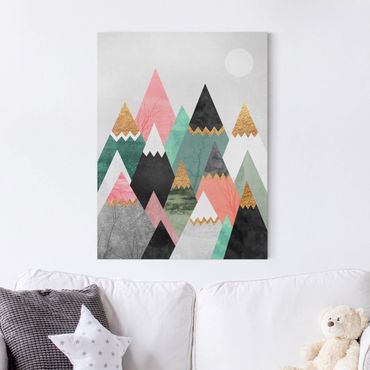 Canvas schilderijen Triangular Mountains With Gold Tips