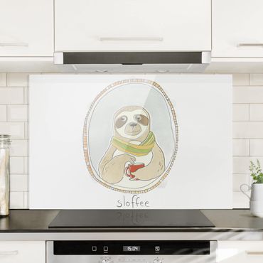 Spatscherm keuken Caffeinated Sloth
