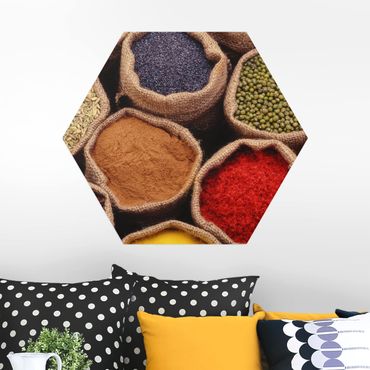 Hexagons Aluminium Dibond schilderijen Colourful Spices