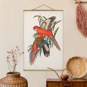 Stoffen schilderij met posterlijst Tropical Parrot I