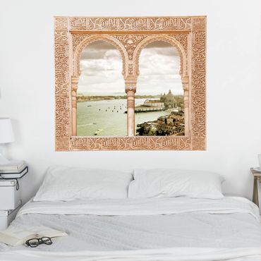Muurstickers Decorated Window Venice Lagoon
