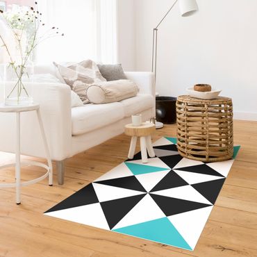 Vinyl tapijt Geometrical Pattern Big Triangles Touch of Turquoise