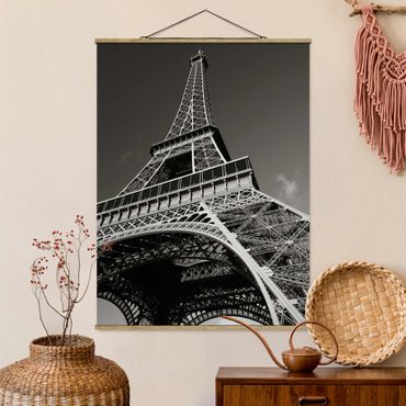 Stoffen schilderij met posterlijst Eiffel tower