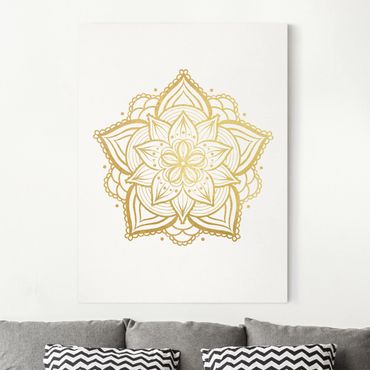 Canvas schilderijen Mandala Flower Illustration White Gold