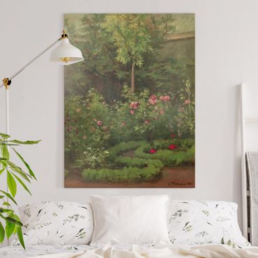 Canvas schilderijen Camille Pissarro - A Rose Garden
