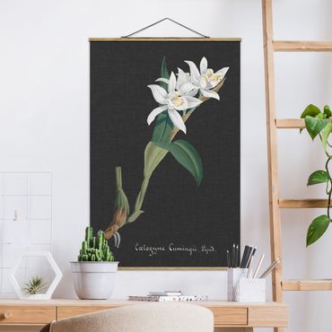 Stoffen schilderij met posterlijst White Orchid On Linen II
