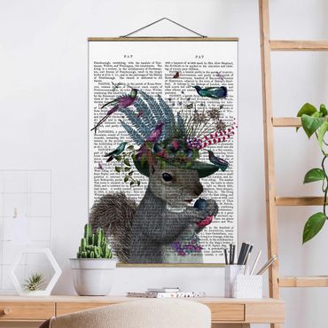 Stoffen schilderij met posterlijst Fowler - Squirrel With Acorns