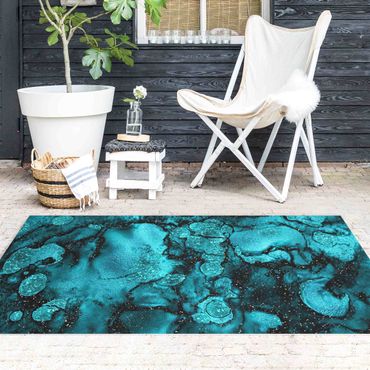 Vinyl tapijt Turquoise Drop With Glitter