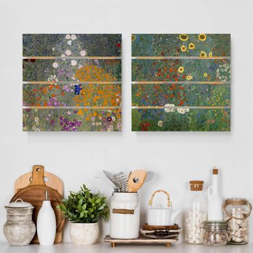 Houten schilderijen op plank - 2-delig Gustav Klimt - The Green Garden