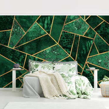 Patroonbehang Dark Emerald With Gold