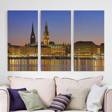 Canvas schilderijen - 3-delig Hamburg Panorama