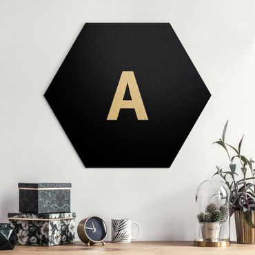 Hexagons Aluminium Dibond schilderijen Letter Black A