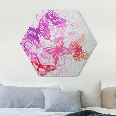 Hexagons Aluminium Dibond schilderijen Butterfly Dream