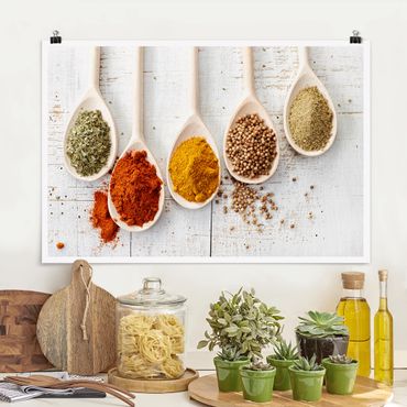 Posters Wooden Spoon With Spices