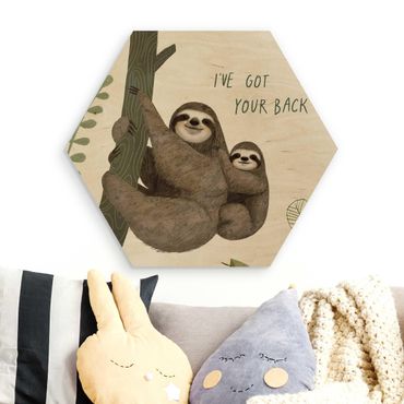Hexagons houten schilderijen Sloth Sayings - Back