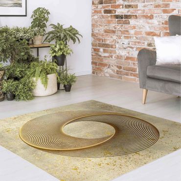 Vinyl tapijt Line Art Circling Spirale Gold