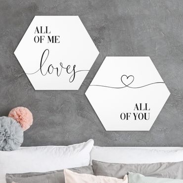 Hexagons Forex schilderijen - 2-delig All Of Me Loves All Of You