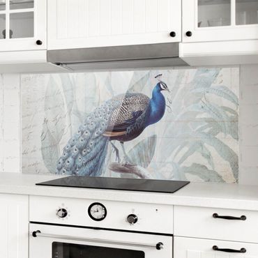 Spatscherm keuken Shabby Chic Collage - Peacock