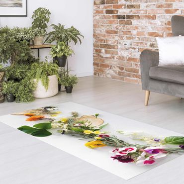 Vinyl tapijt Fresch Herbs With Edible Flowers