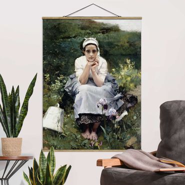 Stoffen schilderij met posterlijst Joaquin Sorolla - The Milkmaid