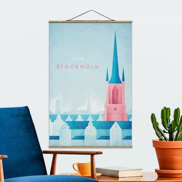 Stoffen schilderij met posterlijst Travel Poster - Stockholm