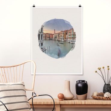 Posters WaterColours - Grand Canal View From The Rialto Bridge Venice
