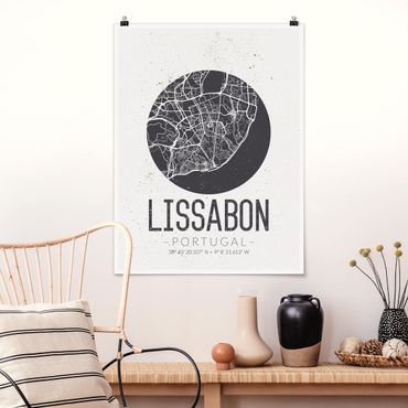 Posters Lisbon City Map - Retro