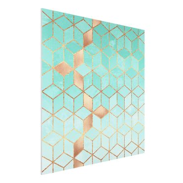 Forex schilderijen Turquoise White Golden Geometry