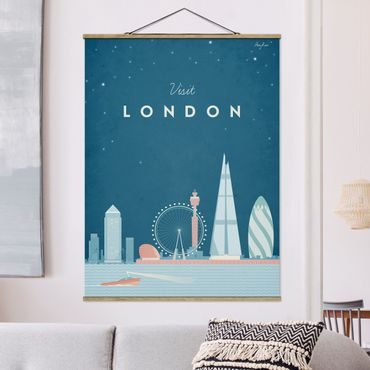 Stoffen schilderij met posterlijst Travel Poster - London