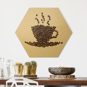 Hexagons Aluminium Dibond schilderijen Coffee Beans Cup